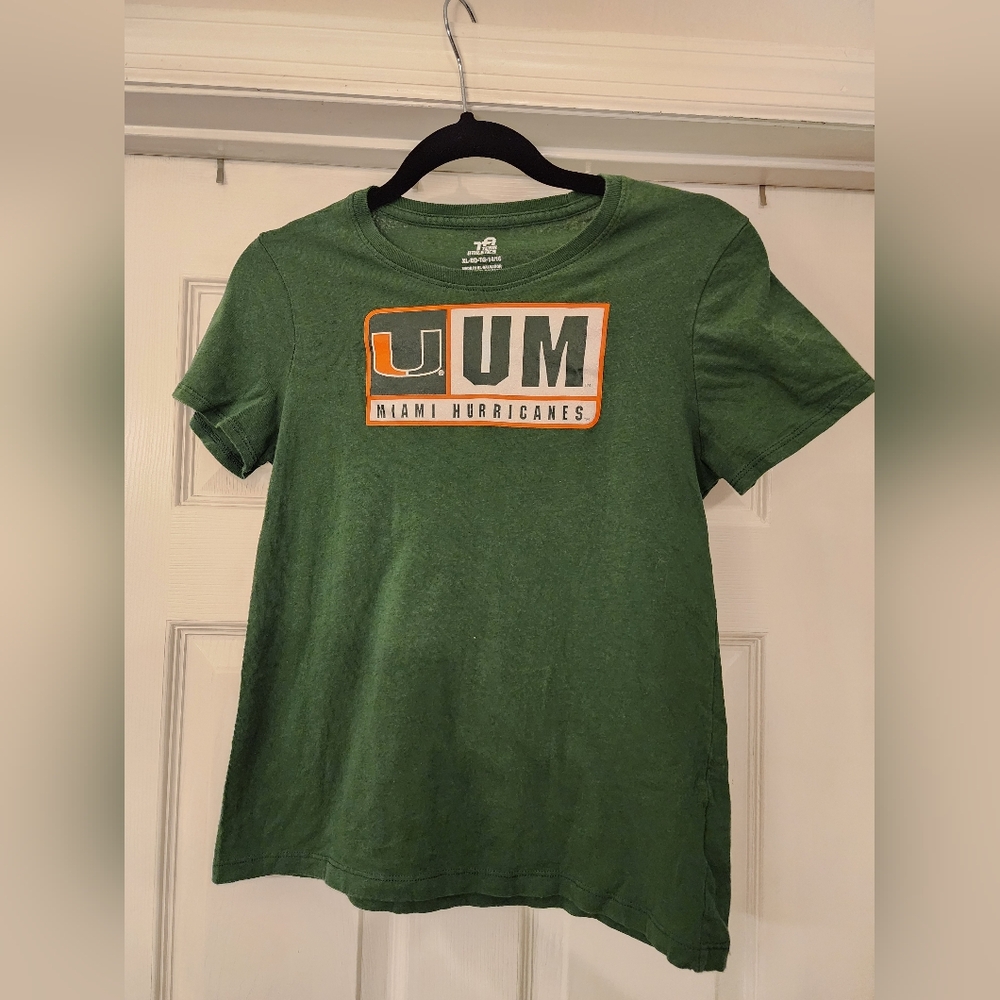 Girls Green Miami Hurricanes T-Shirt